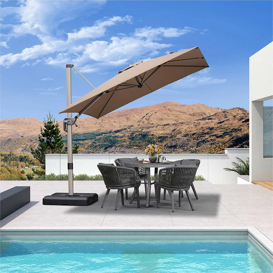 PURPLE LEAF Deluxe – Prostokątny aluminiowy parasol ogrodowy – Elegancki, odporny na wiatr i wszechstronnie regulowany