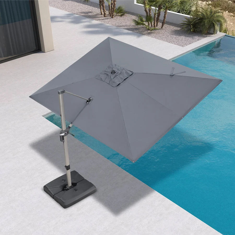 PURPLE LEAF Deluxe – Prostokątny aluminiowy parasol ogrodowy – Elegancki, odporny na wiatr i wszechstronnie regulowany