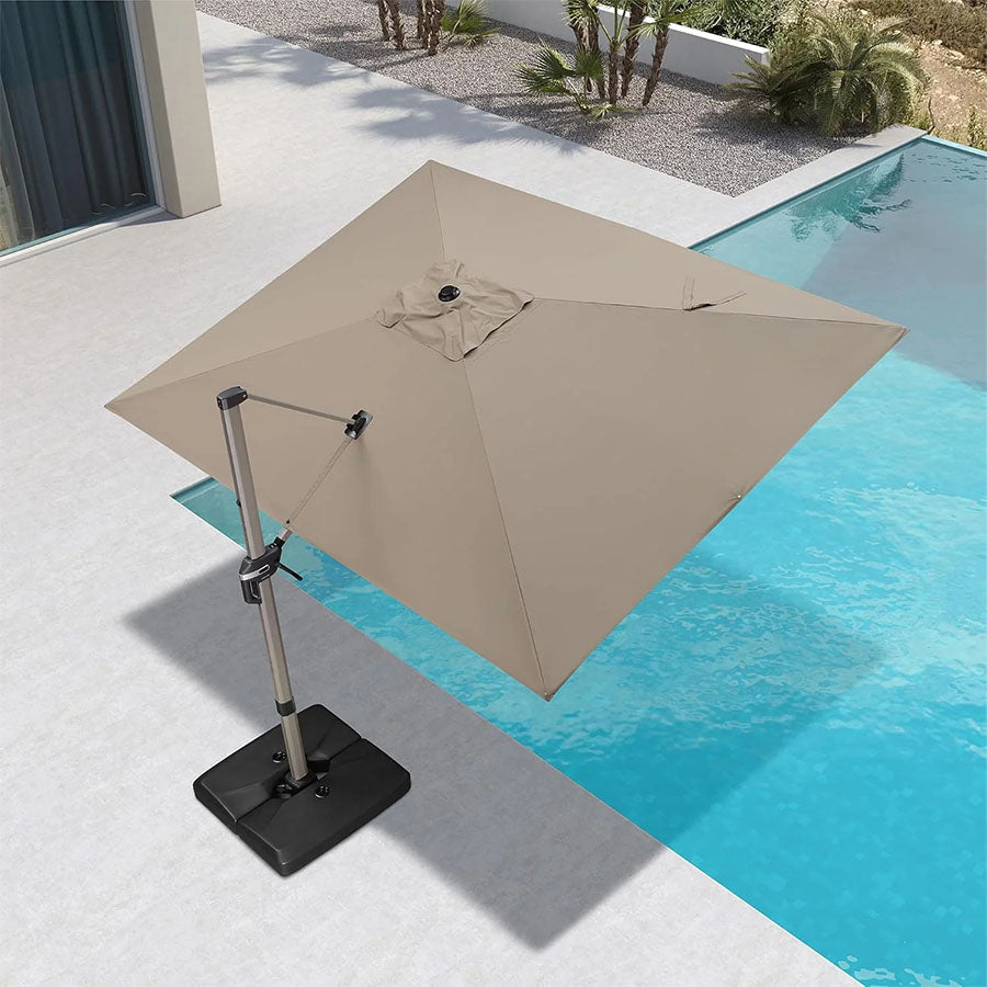 PURPLE LEAF Deluxe – Prostokątny aluminiowy parasol ogrodowy – Elegancki, odporny na wiatr i wszechstronnie regulowany