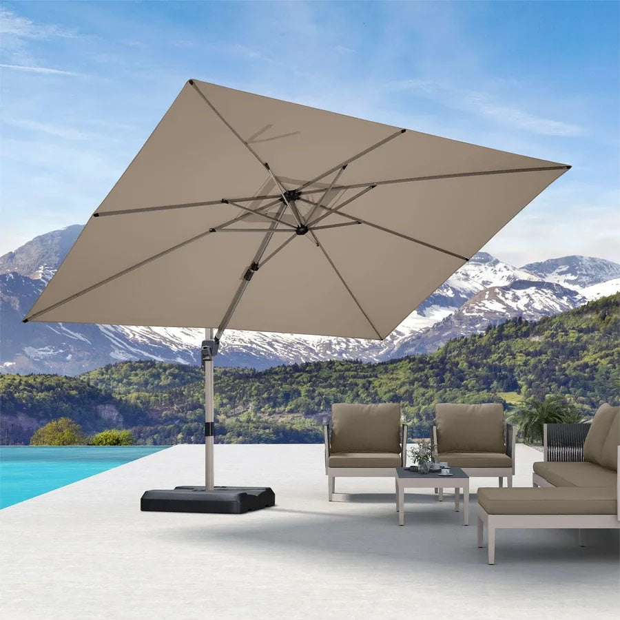 PURPLE LEAF Deluxe – Prostokątny aluminiowy parasol ogrodowy – Elegancki, odporny na wiatr i wszechstronnie regulowany