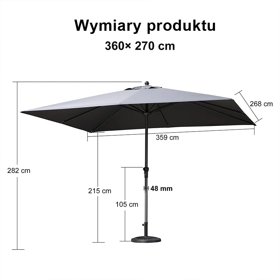 PURPLE LEAF Aluminiowy parasol ogrodowy z centralnym masztem, stabilny parasol na taras, do ogrodu i lokali gastronomicznych