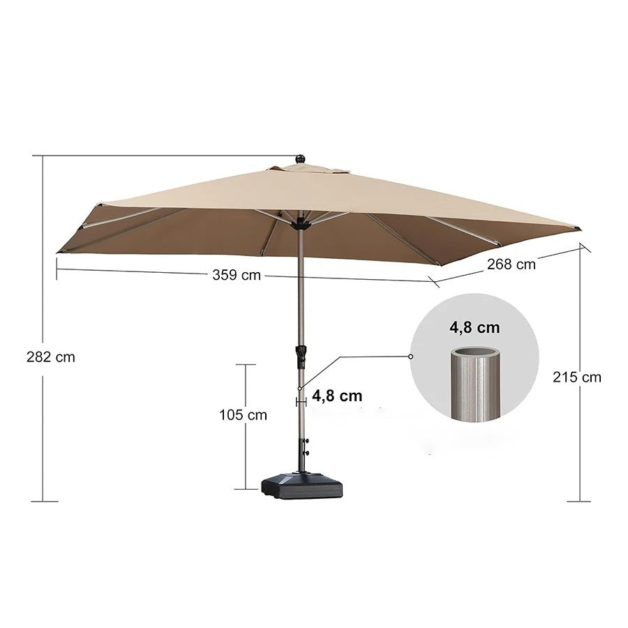 PURPLE LEAF Aluminiowy parasol z centralną nogą i korbką, na targ i do stołu, ochrona UV, wodoodporny