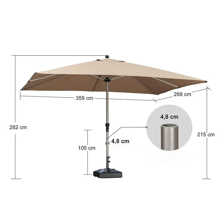 PURPLE LEAF Aluminiowy parasol z centralną nogą i korbką, na targ i do stołu, ochrona UV, wodoodporny