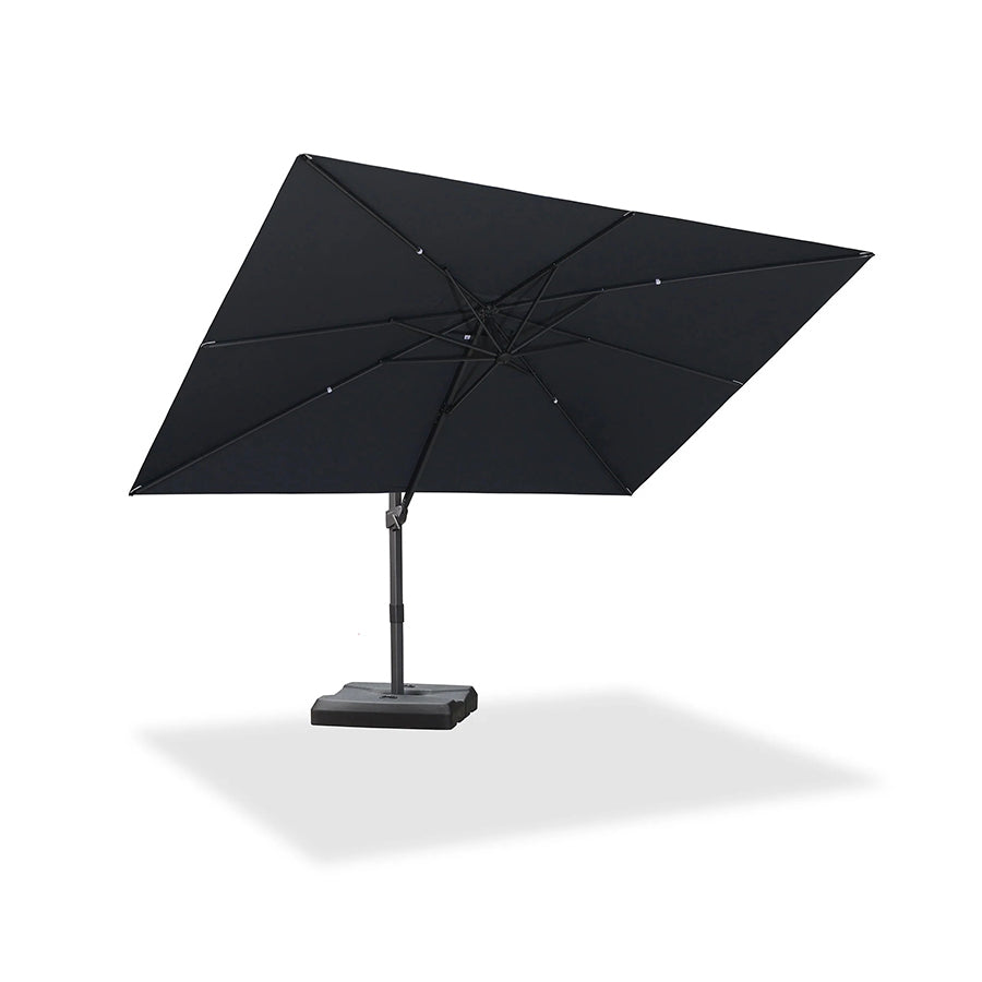 PURPLE LEAF Duży parasol ogrodowy z bocznym masztem, aluminiowy parasol obrotowy 360° z korbą i pedałem nożnym, na taras i balkon