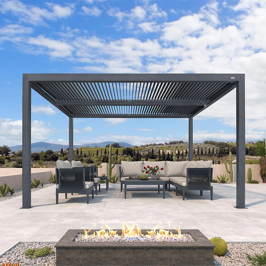 PURPLE LEAF Pergola Bioklimatyczna Ogrodowa i Na Taras Aluminiowa z Regulowanym Dachem Wodoodporna Nowoczesna Wolnostojąca