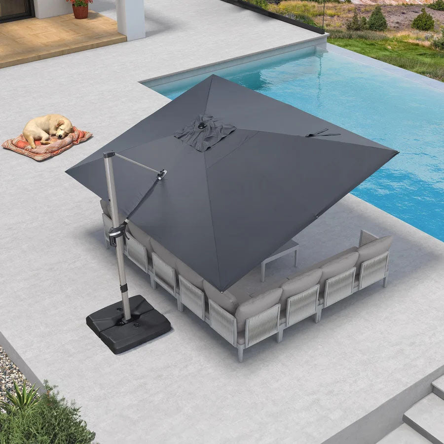 PURPLE LEAF Deluxe – Prostokątny aluminiowy parasol ogrodowy – Elegancki, odporny na wiatr i wszechstronnie regulowany