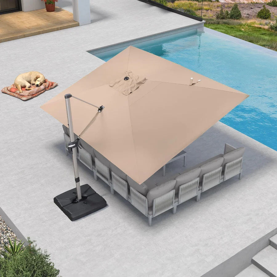 PURPLE LEAF Deluxe – Prostokątny aluminiowy parasol ogrodowy – Elegancki, odporny na wiatr i wszechstronnie regulowany
