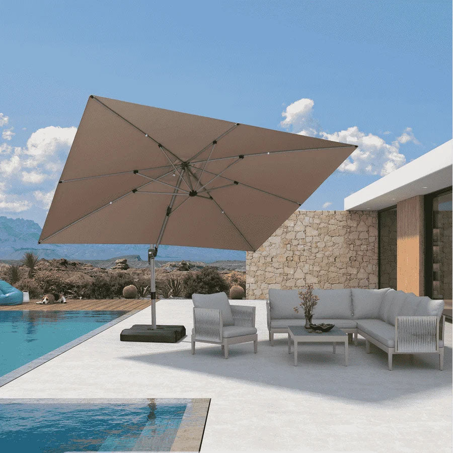 PURPLE LEAF Deluxe – Prostokątny aluminiowy parasol ogrodowy – Elegancki, odporny na wiatr i wszechstronnie regulowany