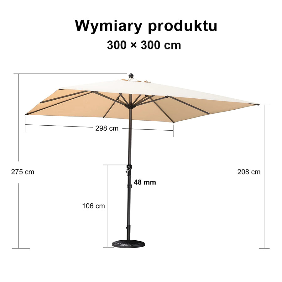 PURPLE LEAF Aluminiowy parasol ogrodowy z centralnym masztem, stabilny parasol na taras, do ogrodu i lokali gastronomicznych