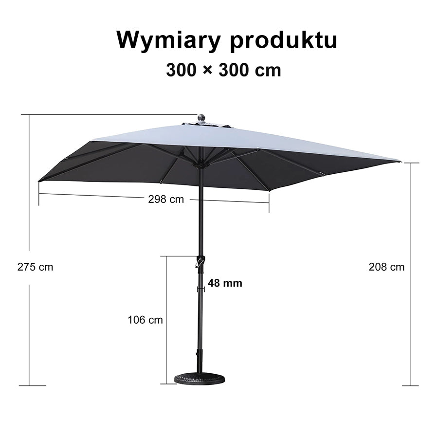PURPLE LEAF Aluminiowy parasol ogrodowy z centralnym masztem, stabilny parasol na taras, do ogrodu i lokali gastronomicznych