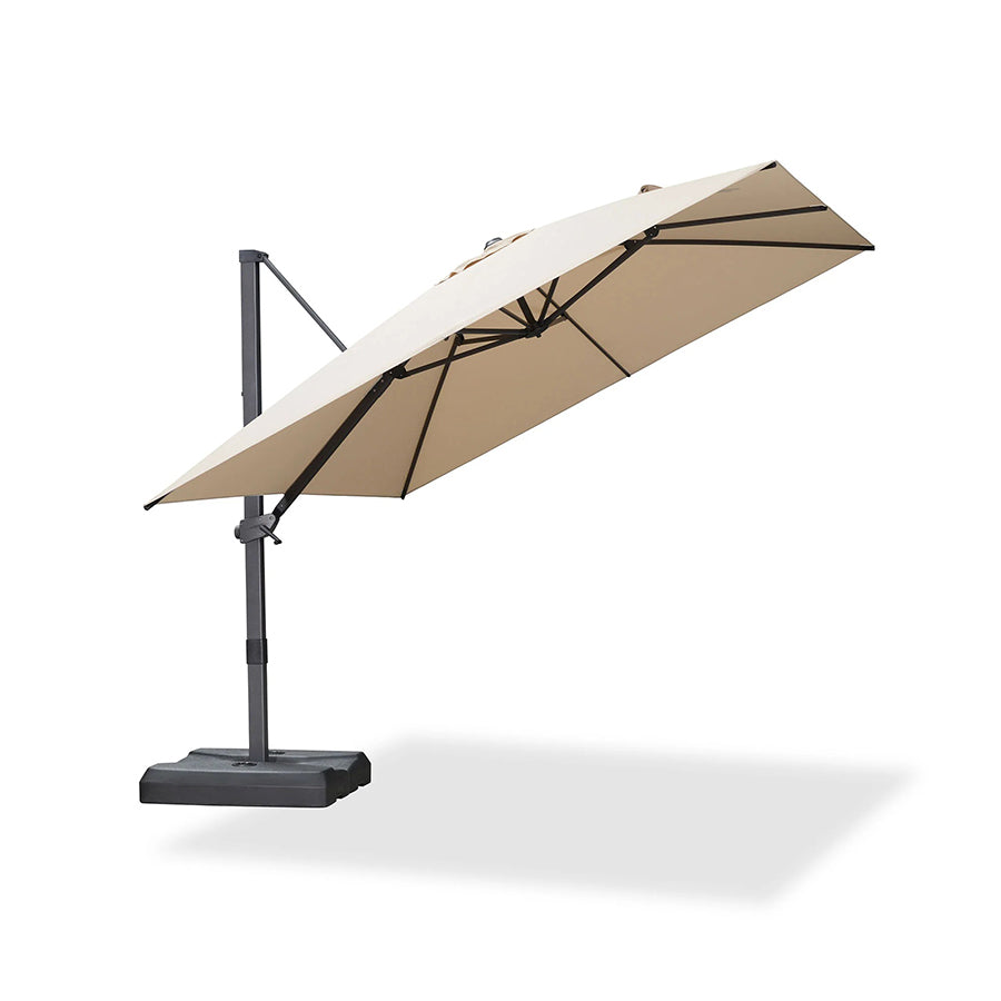 PURPLE LEAF Duży parasol ogrodowy z bocznym masztem, aluminiowy parasol obrotowy 360° z korbą i pedałem nożnym, na taras i balkon