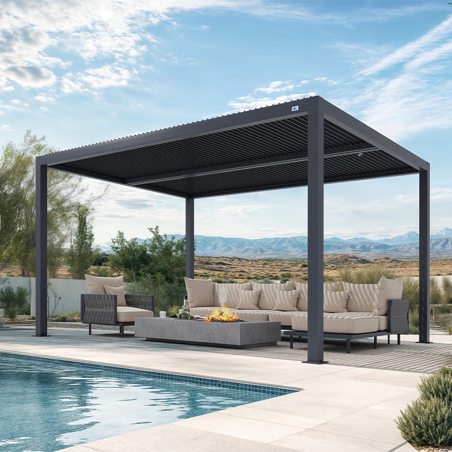 PURPLE LEAF Pergola Bioklimatyczna Ogrodowa i Na Taras Aluminiowa z Regulowanym Dachem Wodoodporna Nowoczesna Wolnostojąca