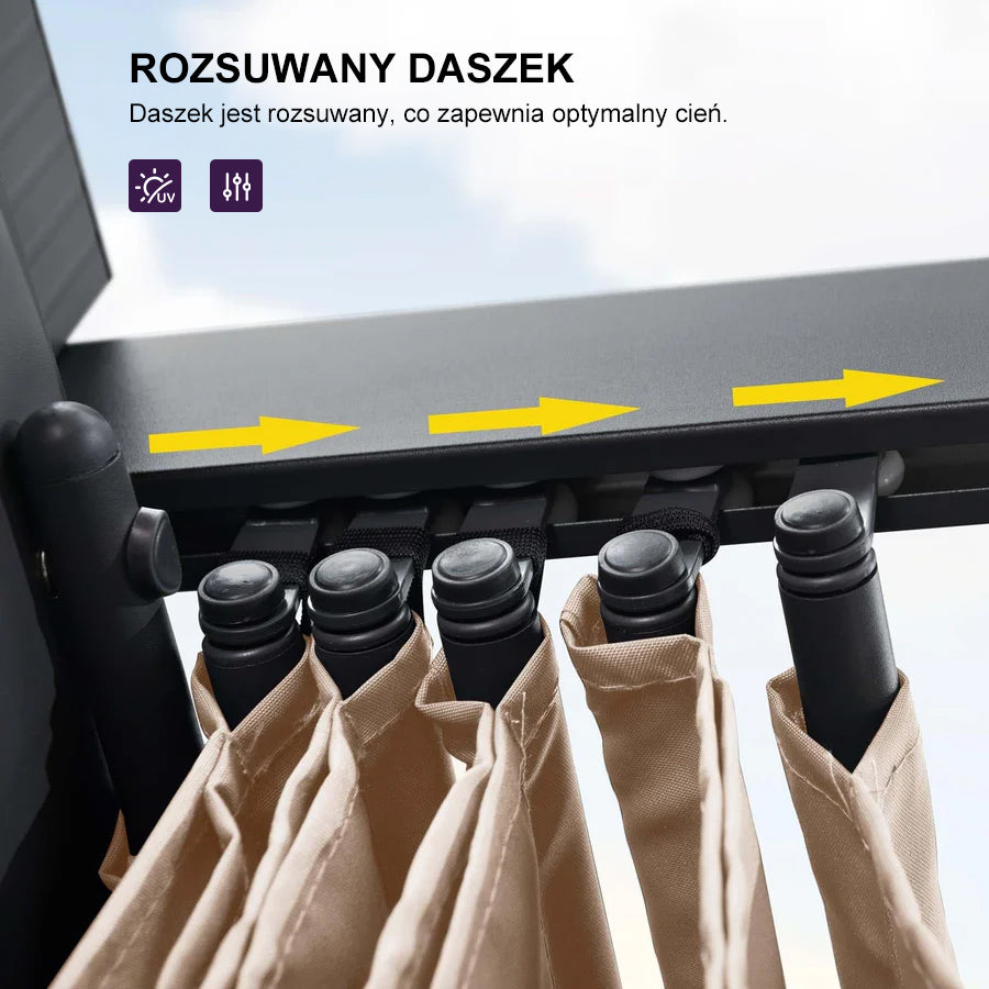 PURPLE LEAF Nowoczesna Pergola Tarasowa Metalowa Zadaszenie Tarasu z Rozsuwanym Dachem Altana Ogrodowa na Taras i do Ogrodu