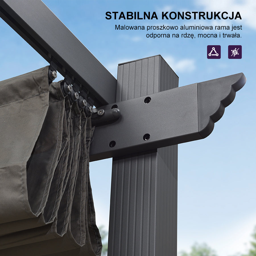 PURPLE LEAF Nowoczesna Pergola Tarasowa Metalowa Zadaszenie Tarasu z Rozsuwanym Dachem Altana Ogrodowa na Taras i do Ogrodu