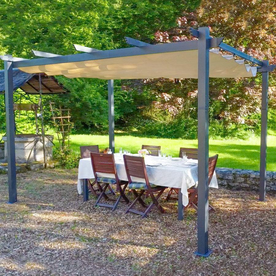 PURPLE LEAF Nowoczesna Pergola Tarasowa Metalowa Zadaszenie Tarasu z Rozsuwanym Dachem Altana Ogrodowa na Taras i do Ogrodu