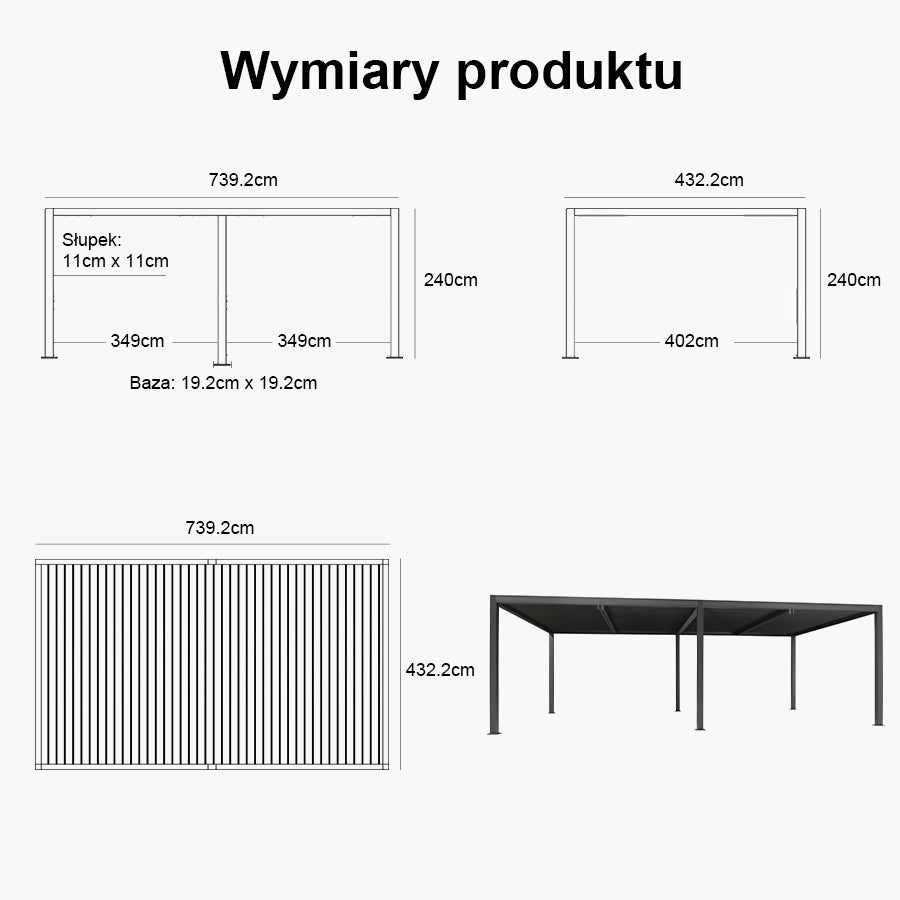 PURPLE LEAF Pergola Bioklimatyczna Ogrodowa i Na Taras Aluminiowa z Regulowanym Dachem Wodoodporna Nowoczesna Wolnostojąca