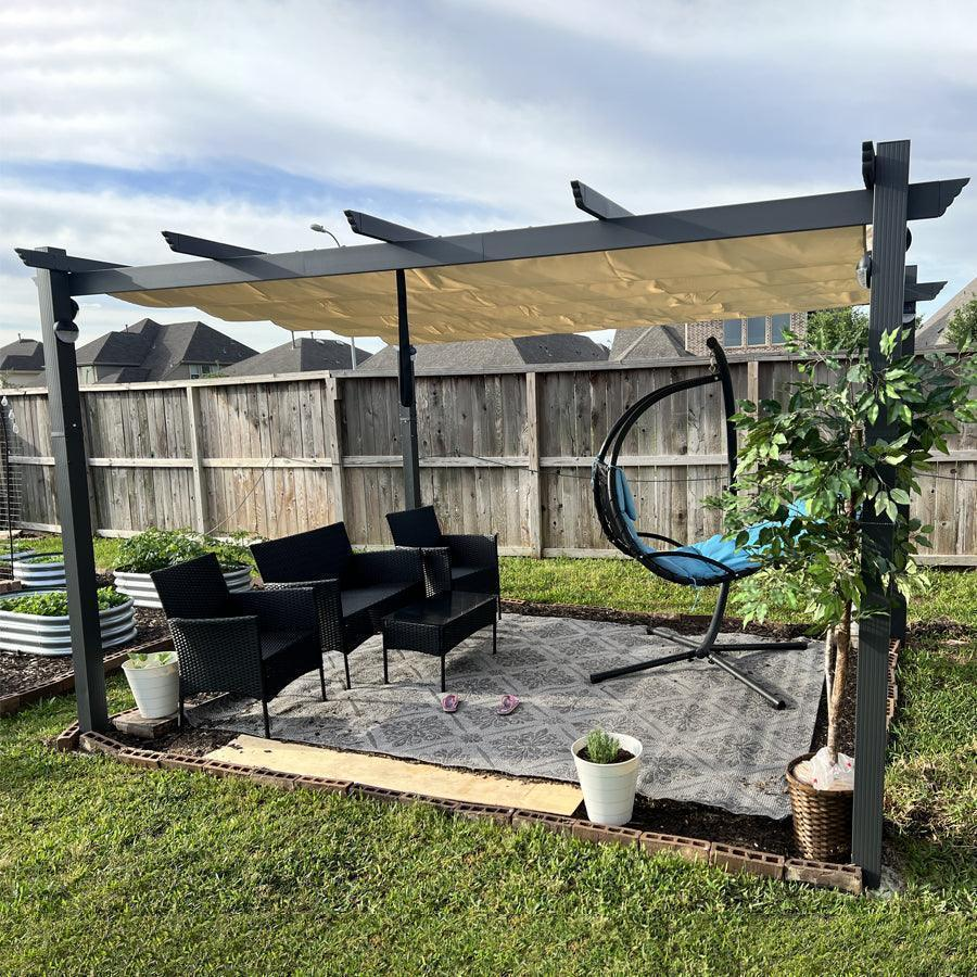 PURPLE LEAF Nowoczesna Pergola Tarasowa Metalowa Zadaszenie Tarasu z Rozsuwanym Dachem Altana Ogrodowa na Taras i do Ogrodu