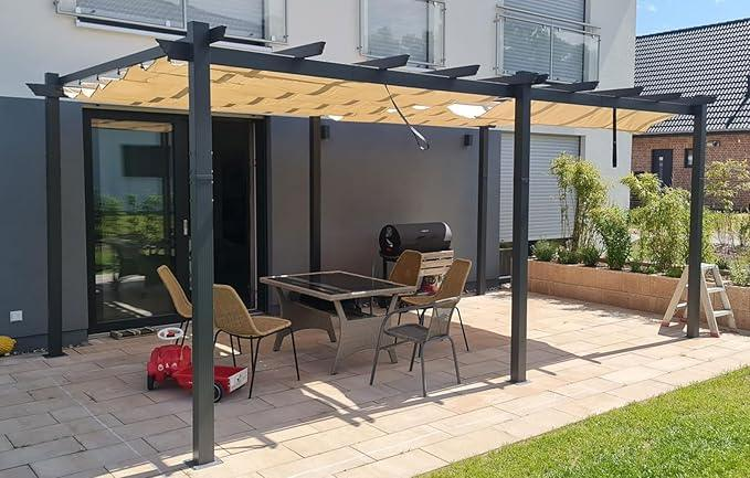 PURPLE LEAF Nowoczesna Pergola Tarasowa Metalowa Zadaszenie Tarasu z Rozsuwanym Dachem Altana Ogrodowa na Taras i do Ogrodu