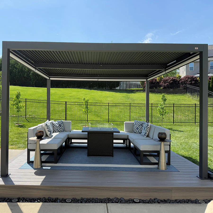 PURPLE LEAF Pergola Bioklimatyczna Ogrodowa i Na Taras Aluminiowa z Regulowanym Dachem Wodoodporna Nowoczesna Wolnostojąca