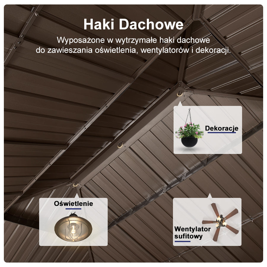 PURPLE LEAF Altana ogrodowa brązowa PREMIUM na taras, pawilon ogrodowy odporny na wiatr i UV