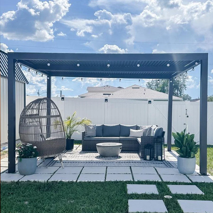 PURPLE LEAF Pergola Bioklimatyczna Ogrodowa i Na Taras Aluminiowa z Regulowanym Dachem Wodoodporna Nowoczesna Wolnostojąca
