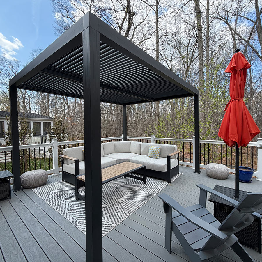 PURPLE LEAF Pergola Bioklimatyczna Ogrodowa i Na Taras Aluminiowa z Regulowanym Dachem Wodoodporna Nowoczesna Wolnostojąca