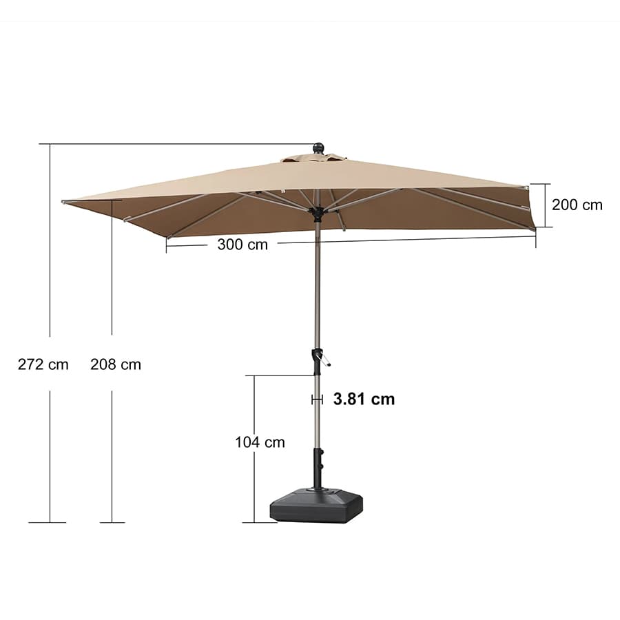 PURPLE LEAF Aluminiowy parasol ogrodowy z centralnym masztem, regulacją nachylenia do 30°, wodoodporny, z ochroną UV, na taras i do stołu ogrodowego