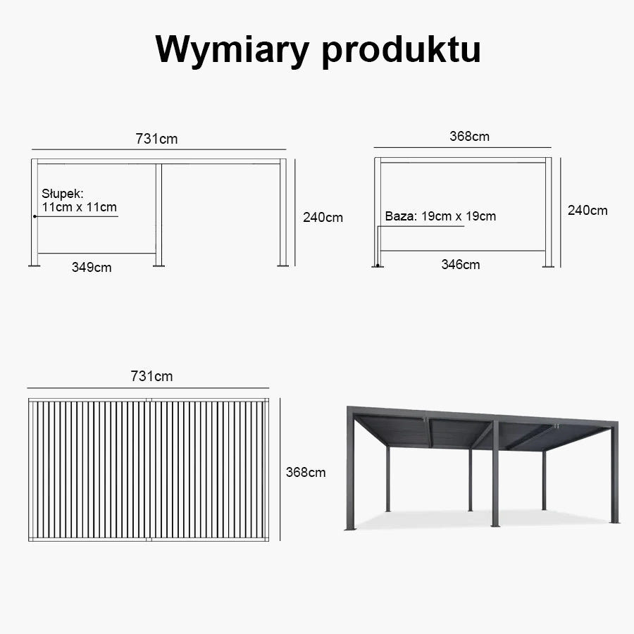 PURPLE LEAF Pergola Bioklimatyczna Ogrodowa i Na Taras Aluminiowa z Regulowanym Dachem Wodoodporna Nowoczesna Wolnostojąca