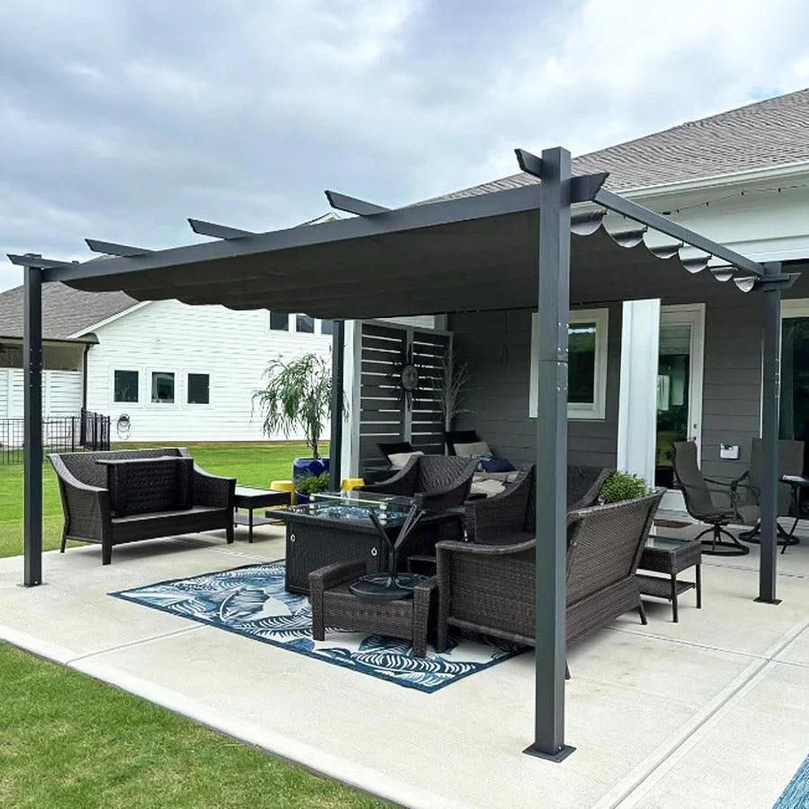 PURPLE LEAF Nowoczesna Pergola Tarasowa Metalowa Zadaszenie Tarasu z Rozsuwanym Dachem Altana Ogrodowa na Taras i do Ogrodu
