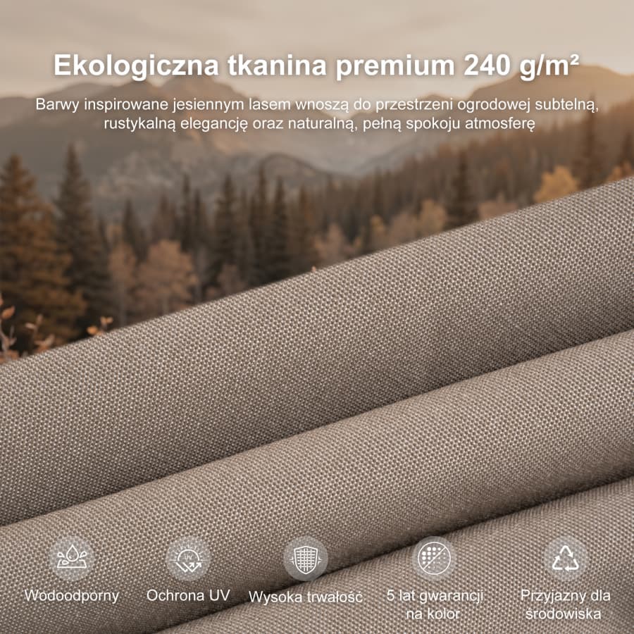 PURPLE LEAF Klasyczny ekologiczny parasol ogrodowy na wysięgniku odporny na blaknięcie