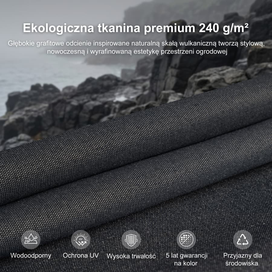 PURPLE LEAF Klasyczny ekologiczny parasol ogrodowy na wysięgniku odporny na blaknięcie
