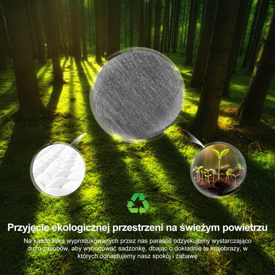 PURPLE LEAF Klasyczny ekologiczny parasol ogrodowy na wysięgniku odporny na blaknięcie