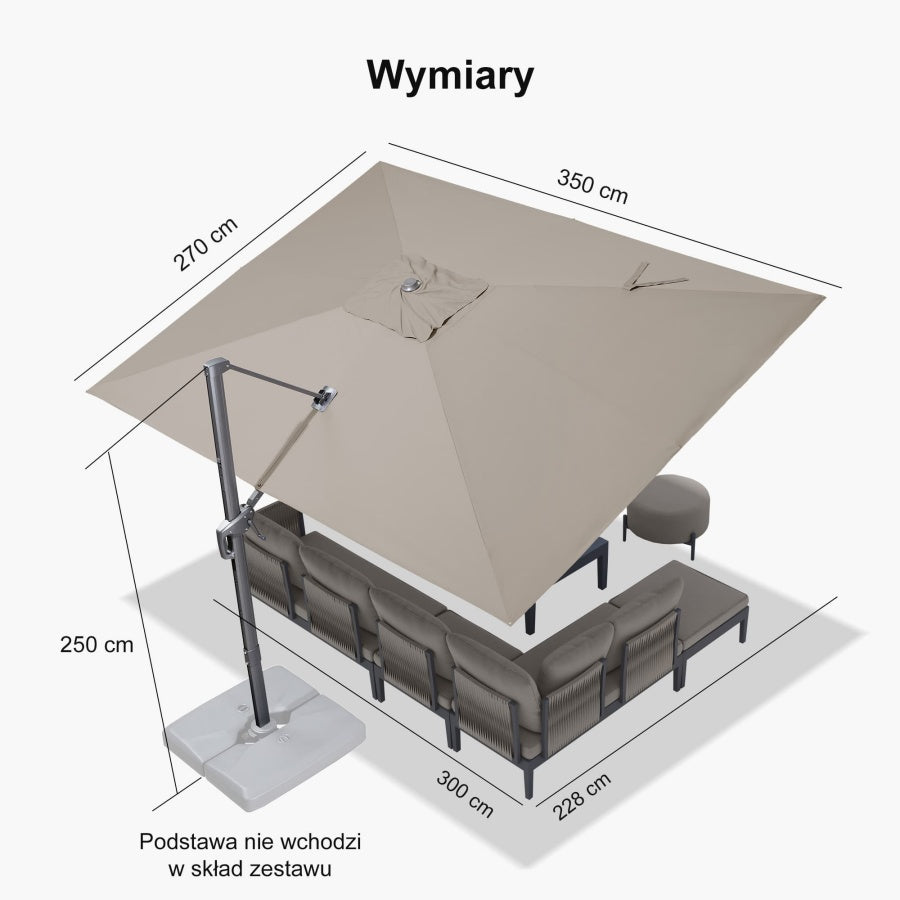 PURPLE LEAF Klasyczny ekologiczny parasol ogrodowy na wysięgniku odporny na blaknięcie