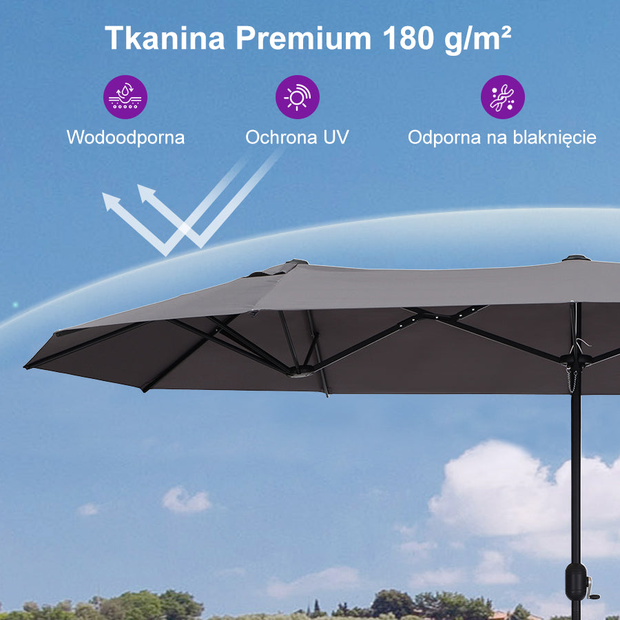 PURPLE LEAF Dwustronny prostokątny parasol ogrodowy z podstawą, duży parasol na taras i do ogrodu