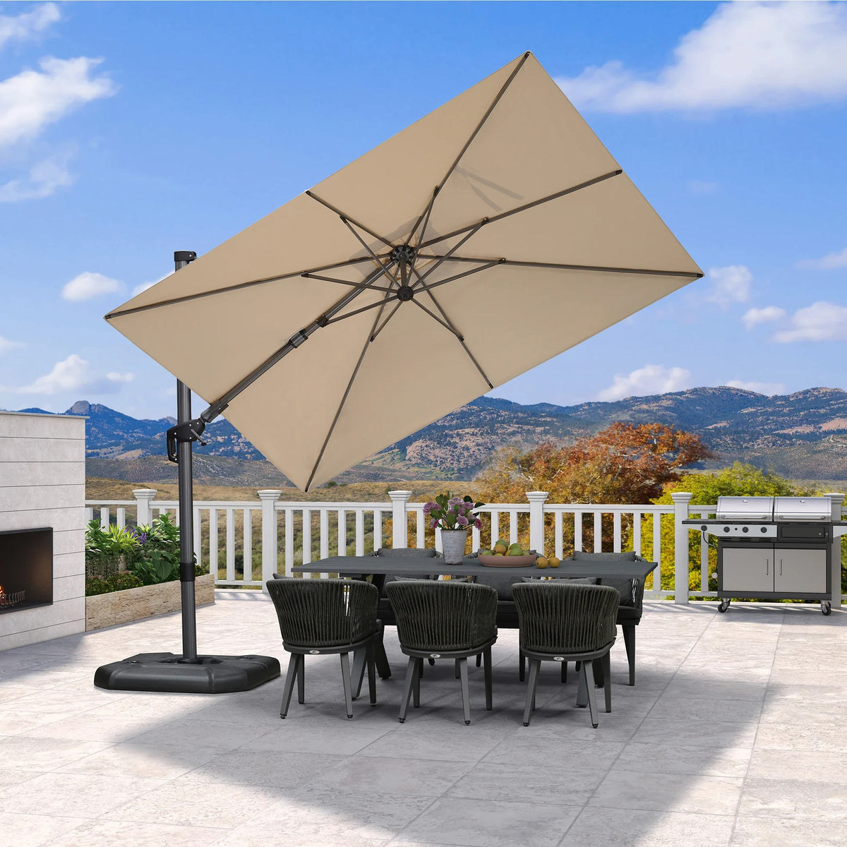 PURPLE LEAF Parasol ogrodowy z bocznym masztem, z bocznym mechanizmem pochylania, kwadratowy i prostokątny, na taras i balkon