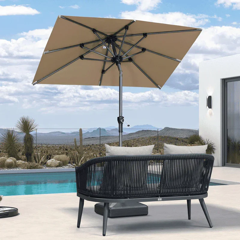 PURPLE LEAF Aluminiowy parasol ogrodowy uchylny z korbą, parasol na taras i do ogrodu