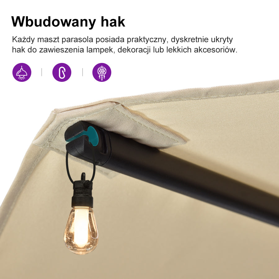PURPLE LEAF Dwustronny prostokątny parasol ogrodowy z podstawą, duży parasol na taras i do ogrodu