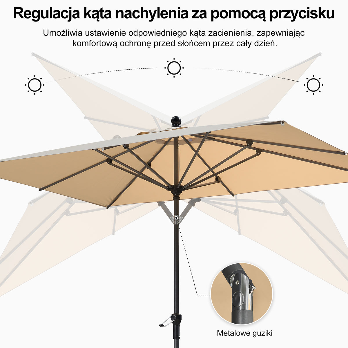 PURPLE LEAF Aluminiowy parasol ogrodowy uchylny z korbą, parasol na taras i do ogrodu