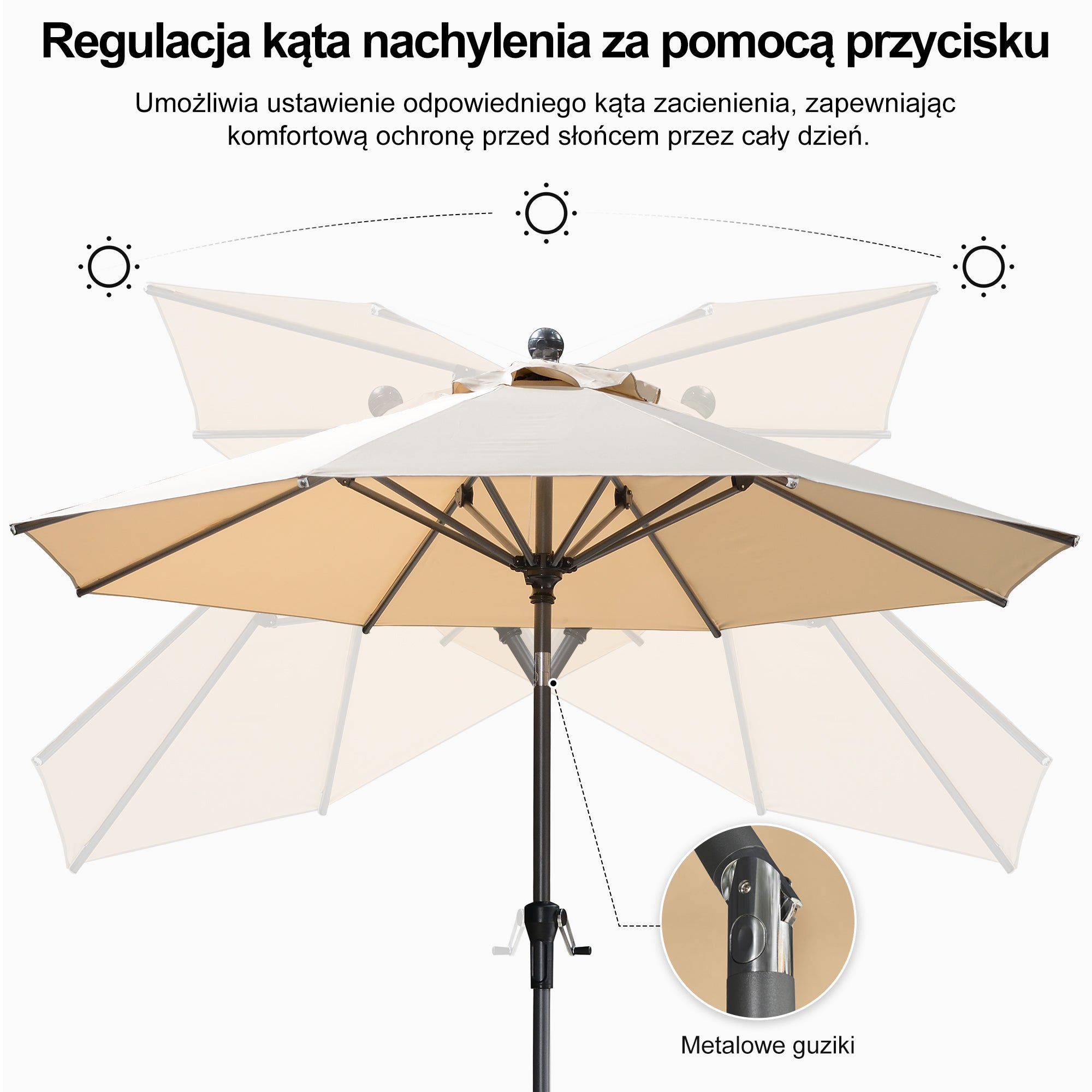 PURPLE LEAF Aluminiowy parasol ogrodowy uchylny z korbą, parasol na taras i do ogrodu