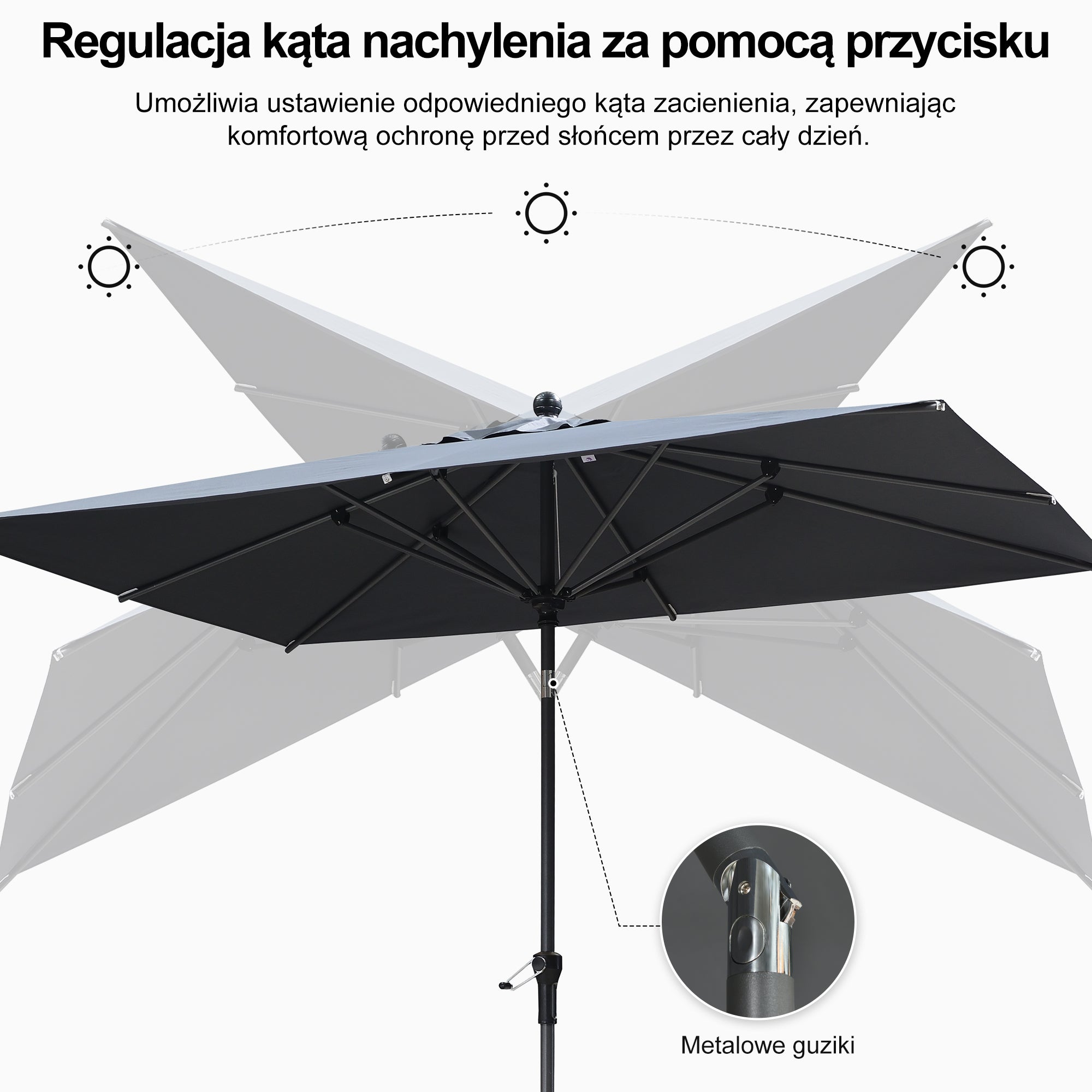 PURPLE LEAF Aluminiowy parasol ogrodowy uchylny z korbą, parasol na taras i do ogrodu