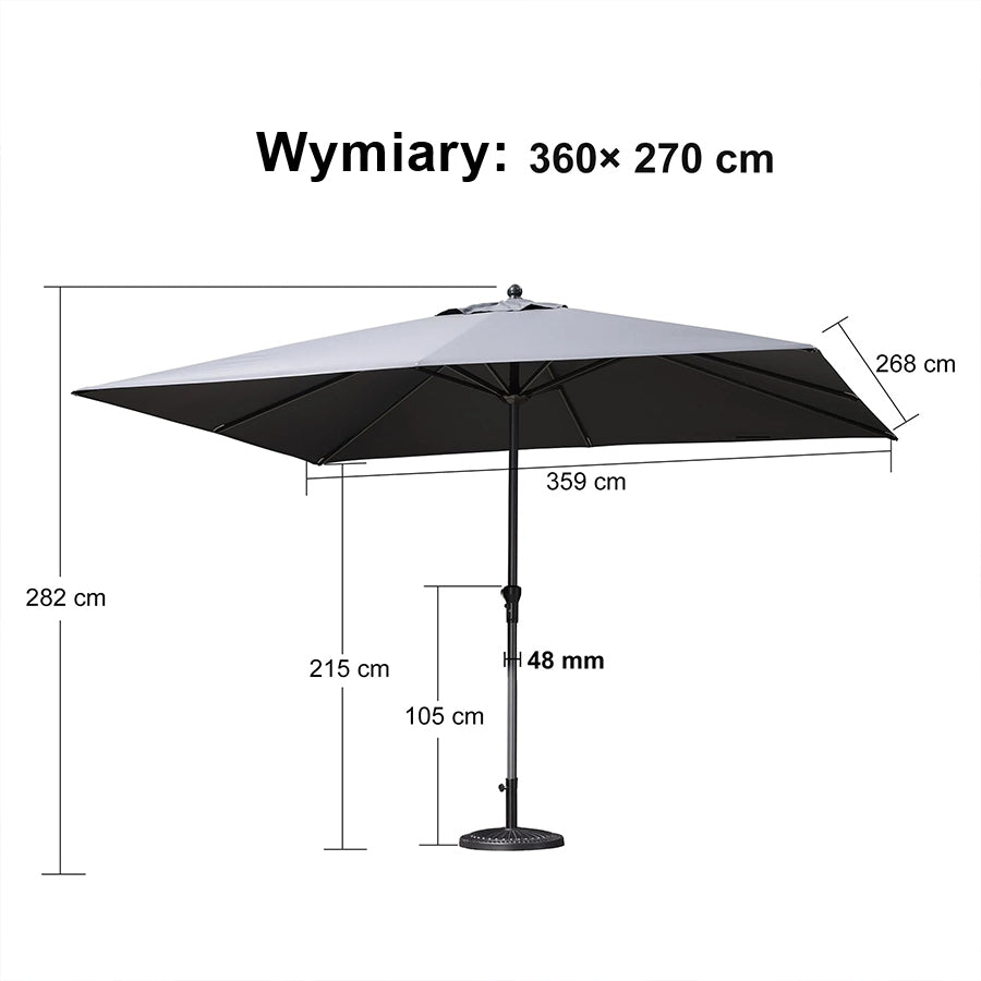 PURPLE LEAF Aluminiowy parasol ogrodowy z centralnym masztem, stabilny parasol na taras, do ogrodu i lokali gastronomicznych