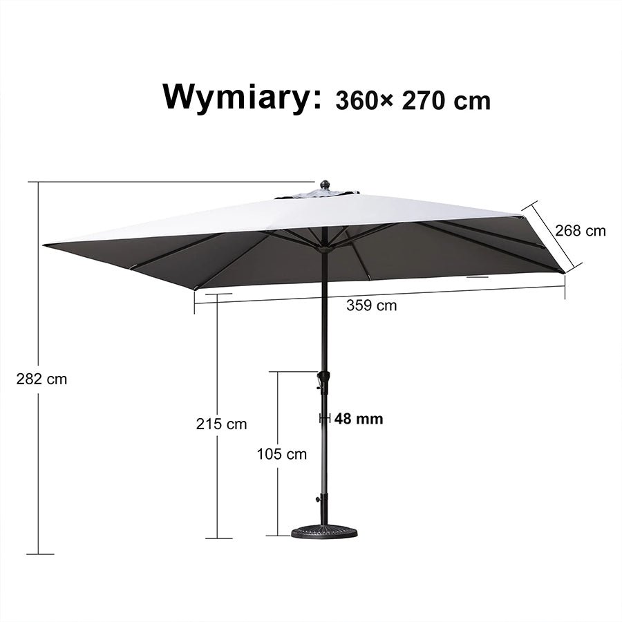 PURPLE LEAF Aluminiowy parasol ogrodowy z centralnym masztem, stabilny parasol na taras, do ogrodu i lokali gastronomicznych