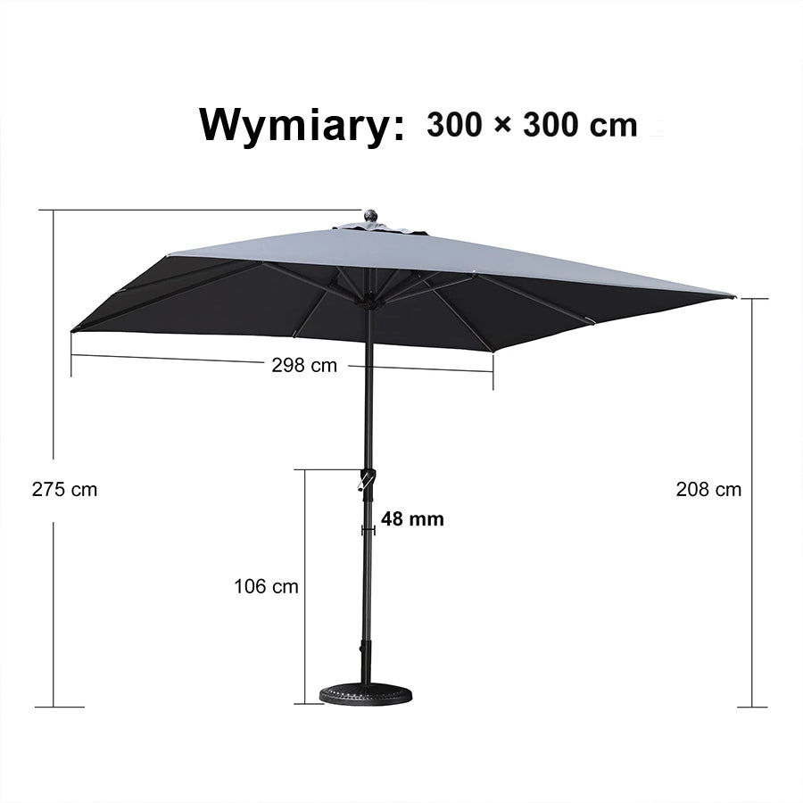 PURPLE LEAF Aluminiowy parasol ogrodowy z centralnym masztem, stabilny parasol na taras, do ogrodu i lokali gastronomicznych