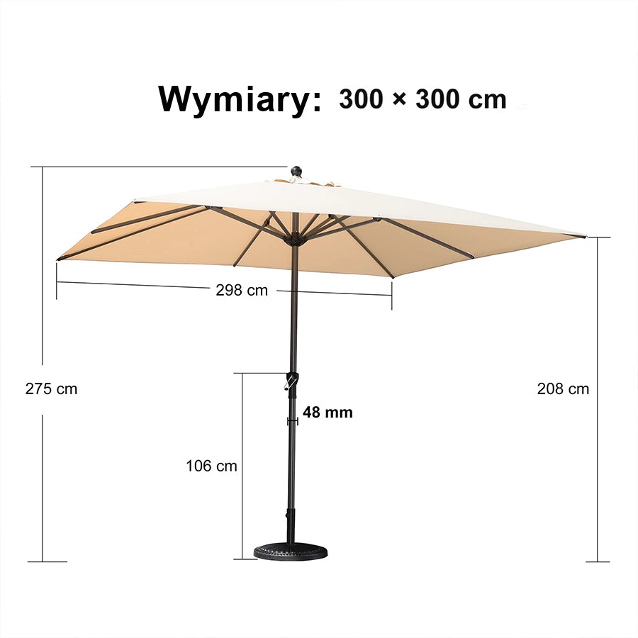 PURPLE LEAF Aluminiowy parasol ogrodowy z centralnym masztem, stabilny parasol na taras, do ogrodu i lokali gastronomicznych