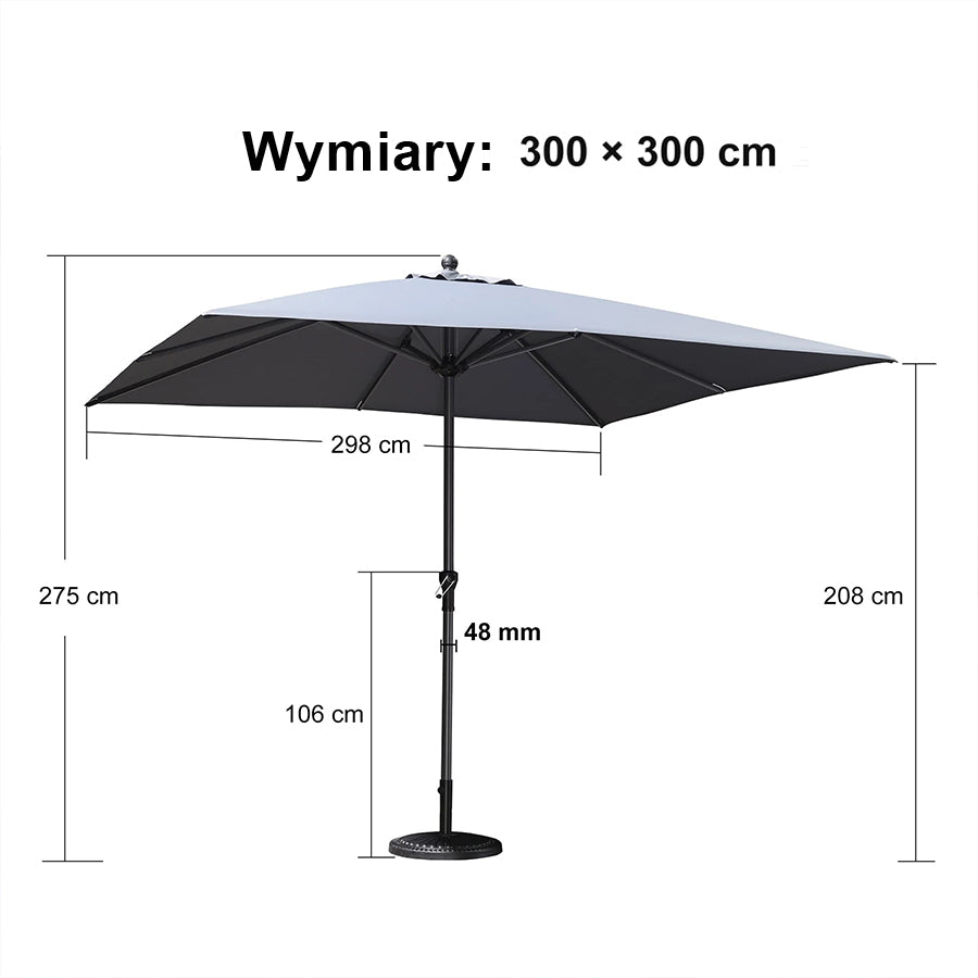 PURPLE LEAF Aluminiowy parasol ogrodowy z centralnym masztem, stabilny parasol na taras, do ogrodu i lokali gastronomicznych