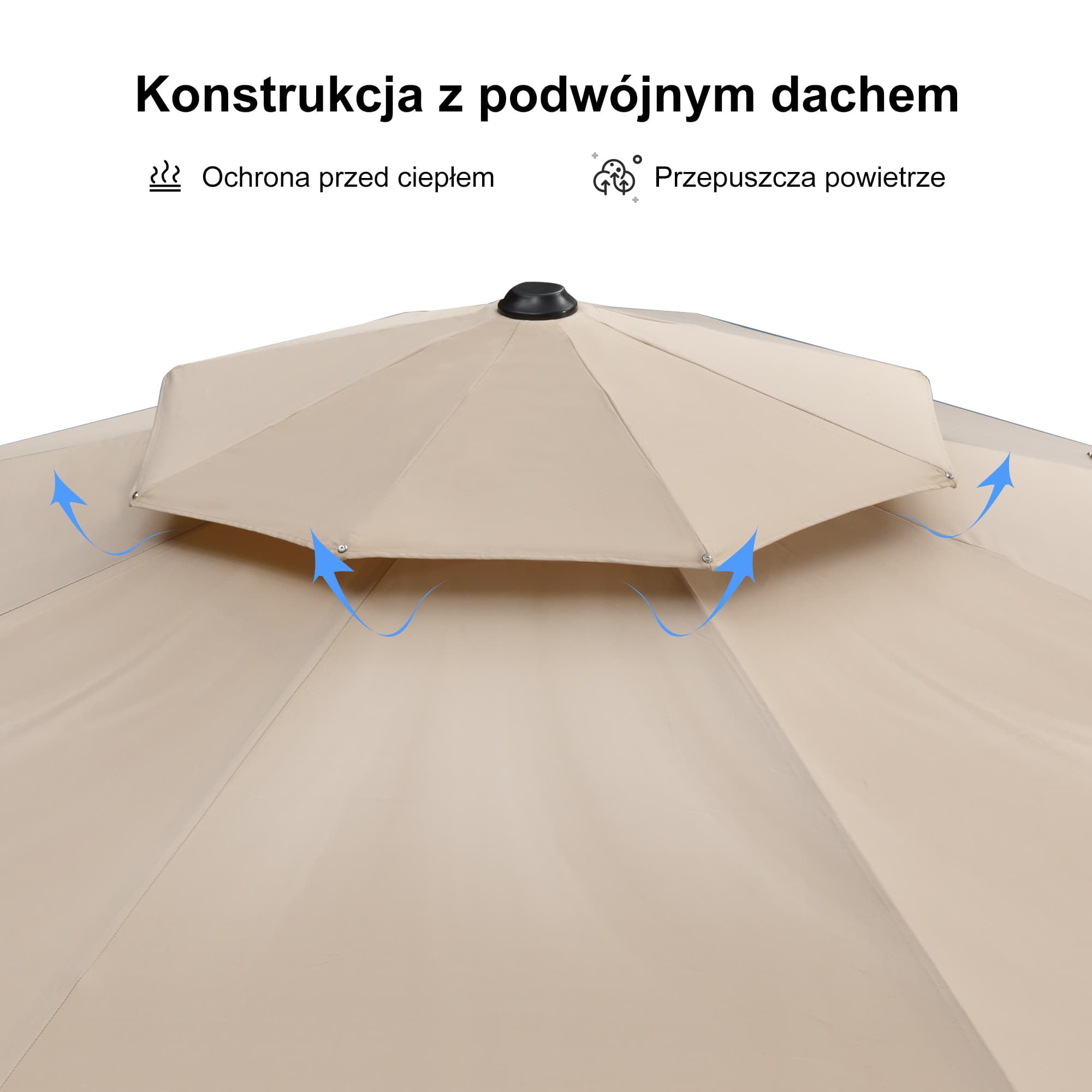 PURPLE LEAF Klasyczny okrągły parasol ogrodowy z boczną nogą, obrót 360°, z korbą, ochrona UV50+