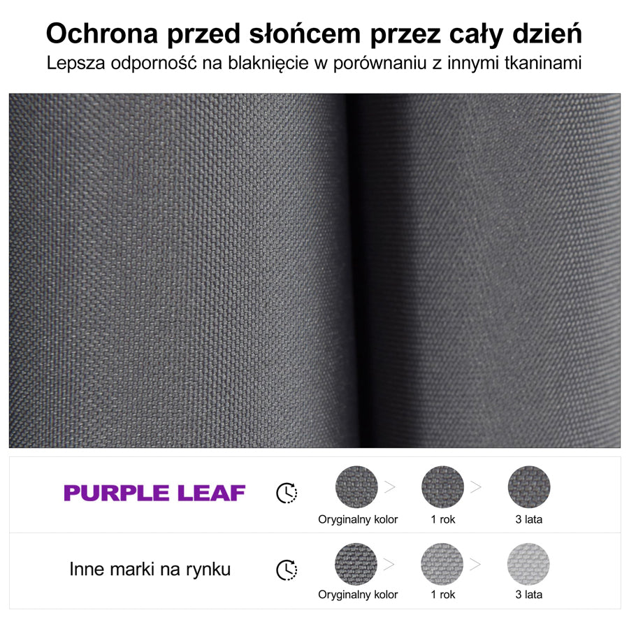 PURPLE LEAF Parasol ogrodowy z bocznym masztem z LED, z korbą, obrotowy 360° z pedałem nożnym i podstawą krzyżową, na taras i balkon