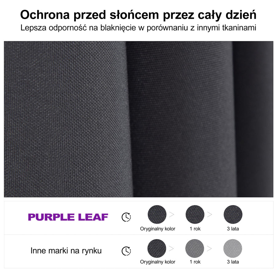 PURPLE LEAF Parasol ogrodowy z bocznym masztem z LED, z korbą, obrotowy 360° z pedałem nożnym i podstawą krzyżową, na taras i balkon