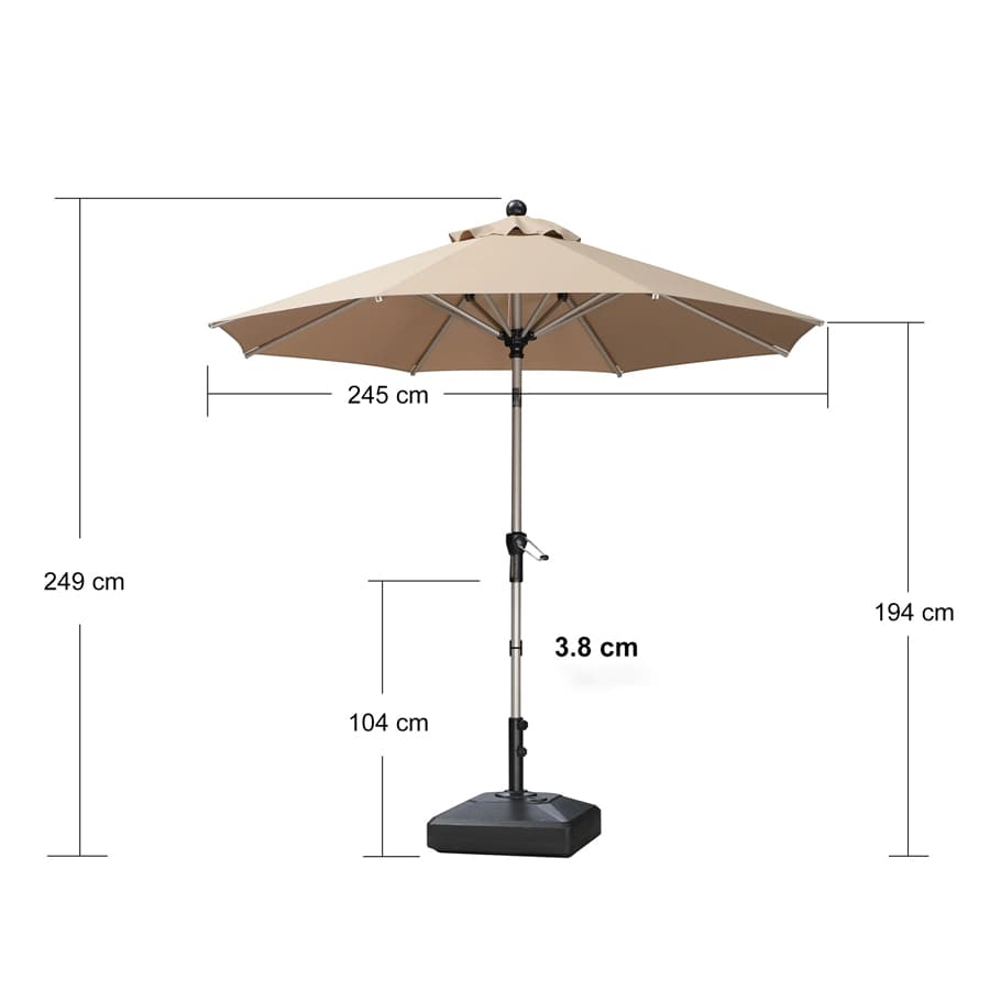PURPLE LEAF Aluminiowy parasol ogrodowy z centralnym masztem, regulacją nachylenia do 30°, wodoodporny, z ochroną UV, na taras i do stołu ogrodowego