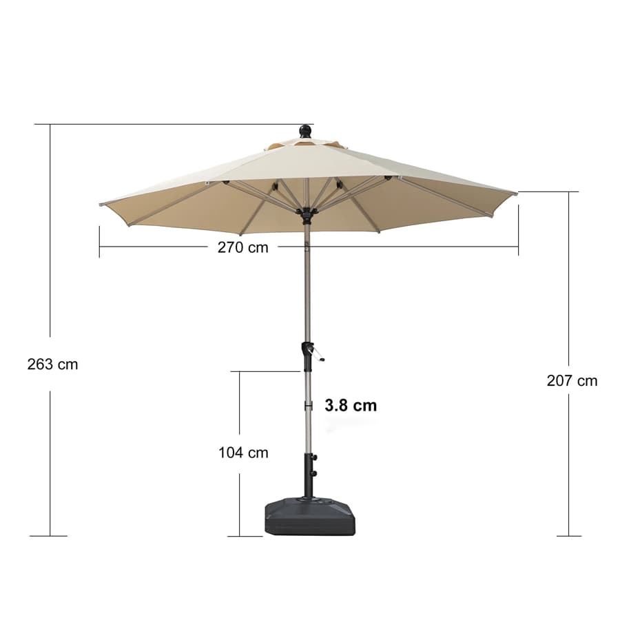 PURPLE LEAF Aluminiowy parasol ogrodowy z centralnym masztem, regulacją nachylenia do 30°, wodoodporny, z ochroną UV, na taras i do stołu ogrodowego